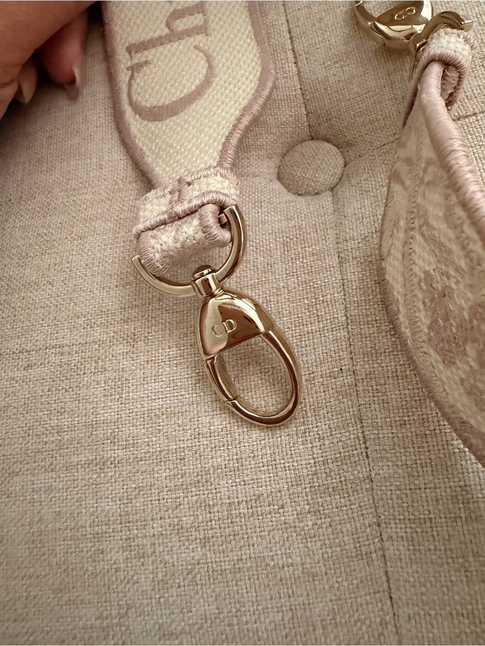 Dior Beige Embroidered Book Tote with Gold-Tone Hardware - Picture 8 of 8